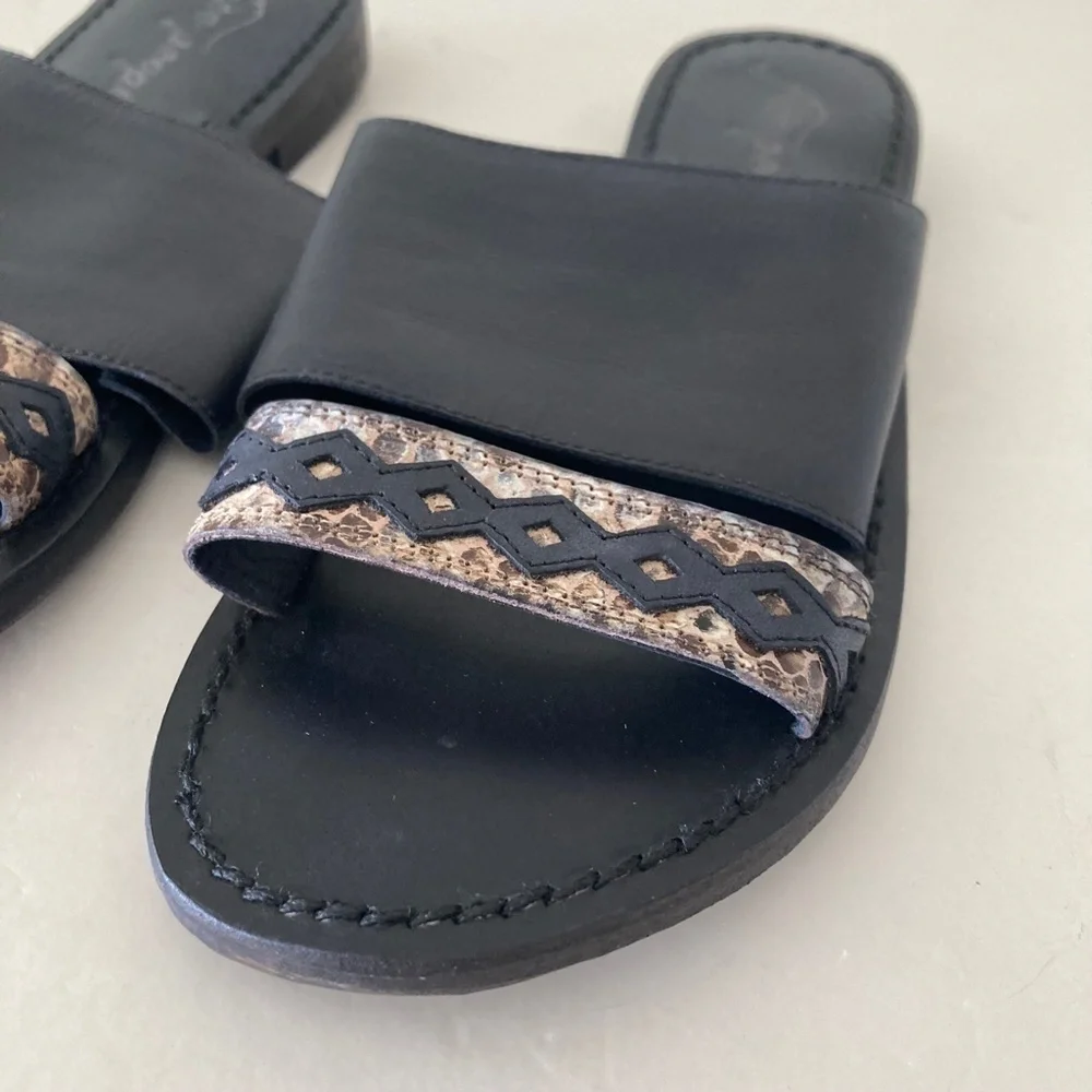 NWOT Free People Saturday Black Leather Boho Sandals Sz 36.5